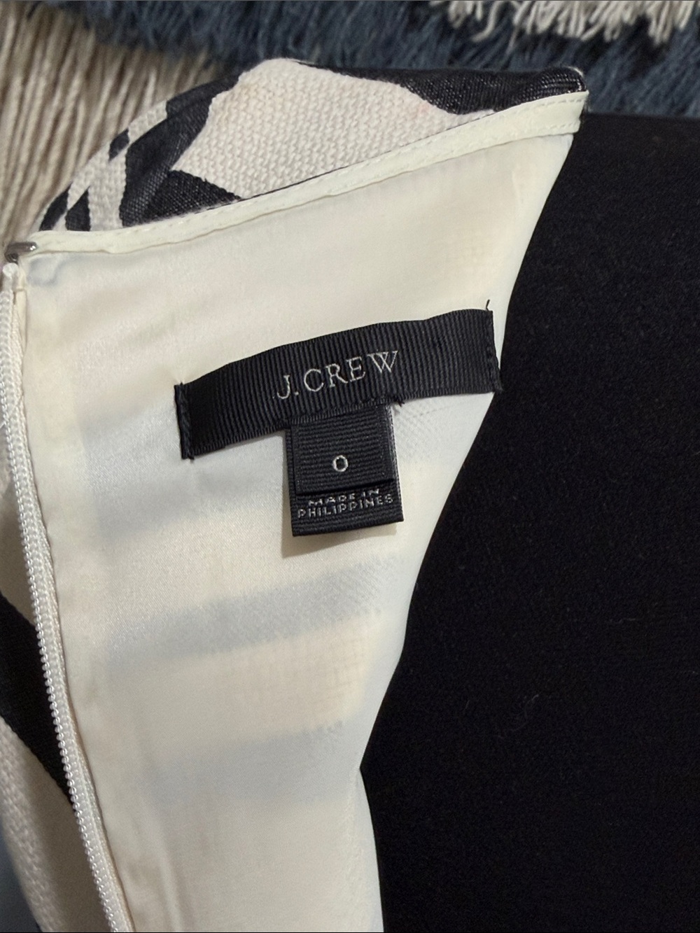 J.Crew Black Cream Striped Sheath Dress Cap Sleeve Career Cocktail Size 0 - Picture 7 of 11